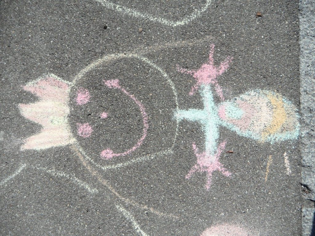 children drawing, princess, street chalk