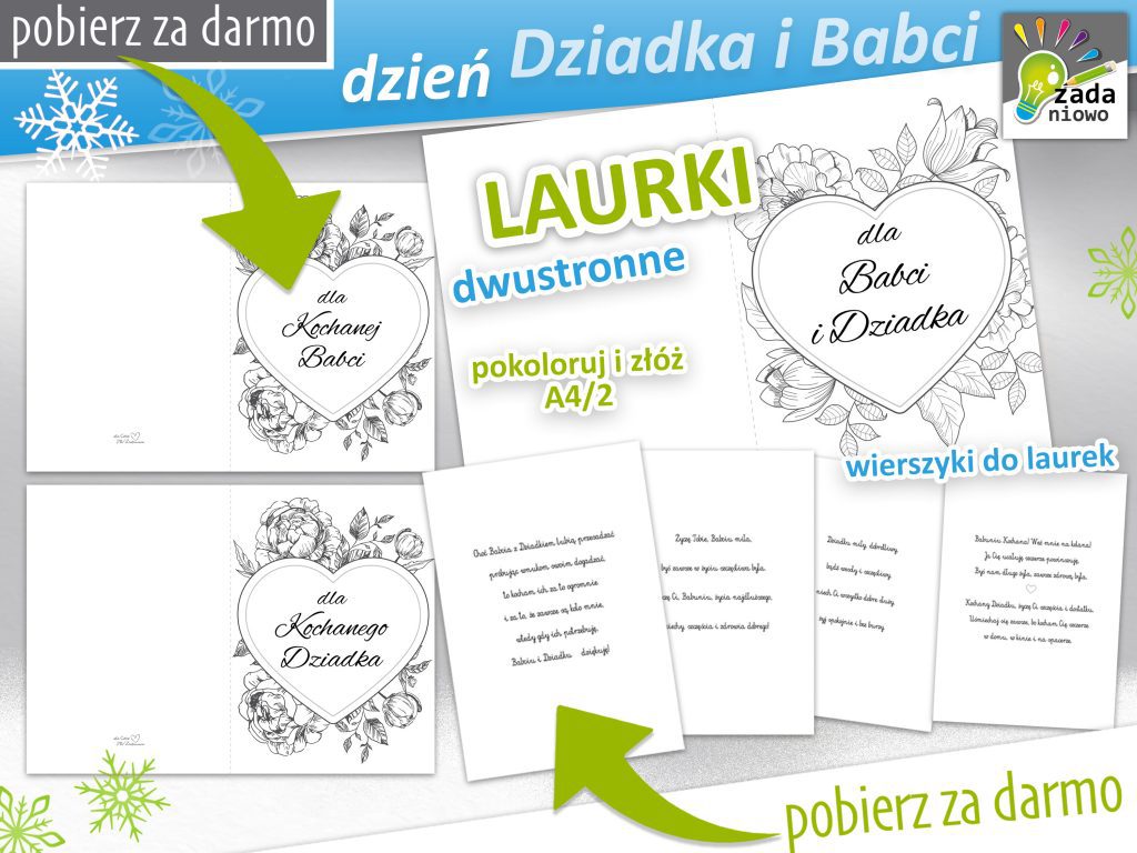 laurki kartki PDF dzień babci i dziadka szkoła przedszkole żłobek