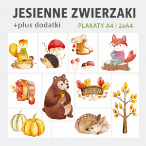 Jesienne zwierzęta – plakaty do druku PDF