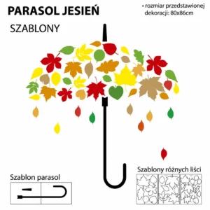 Jesienny parasol – szablon dekoracji do odrysowania PDF