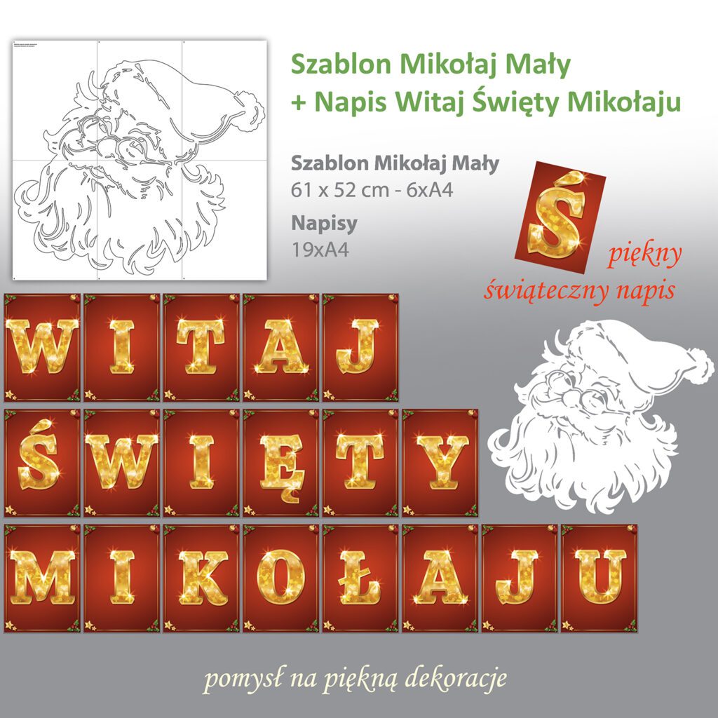 Witaj święty Mikołaju szablon napis dekoracja szkoła przedszkole żłobek