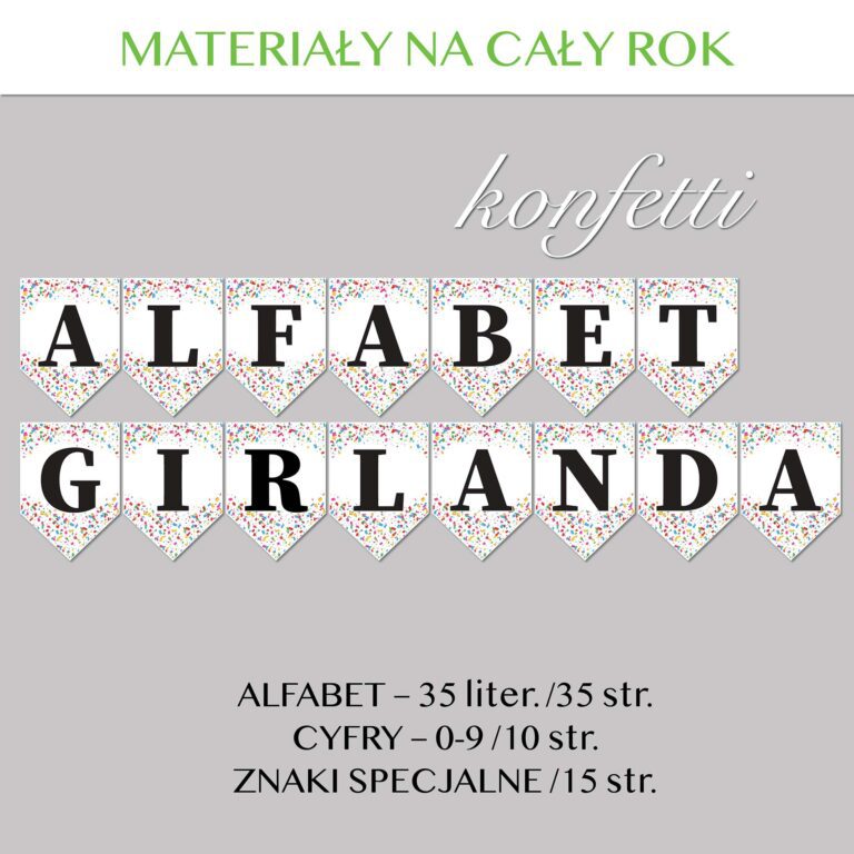 Alfabet girlanda PDF dekoracja szkoła przedszkole żłobek