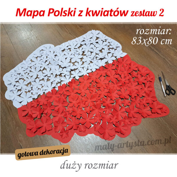 mapa Polski z kwiatów dekoracja 11 listopad 3 maja