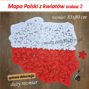 mapa Polski z kwiatów dekoracja 11 listopad 3 maja