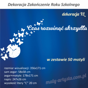 Zakonczenie Roku Szkolnego zegar motyle szkoła przedszkole żłobek dekoracja z papieru brystolu