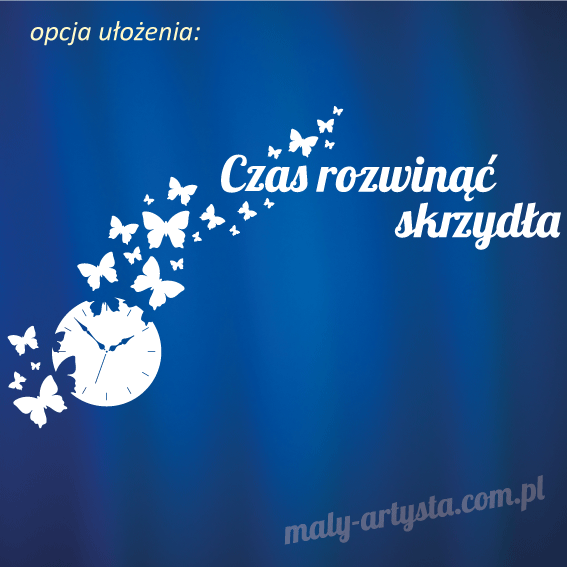 Zakonczenie Roku Szkolnego zegar motyle Czas rozwinac skrzydła szkoła przedszkole żłobek dekoracja z papieru brystolu