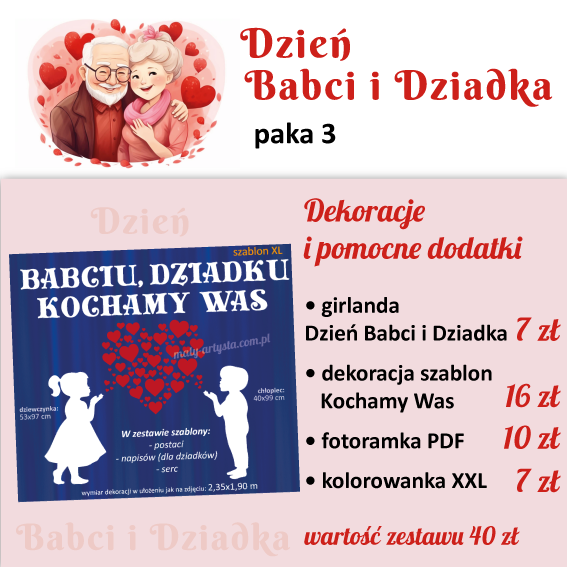 upominki dla babci i dziadka szkoła przedszkole żłobek szablony dekoracje