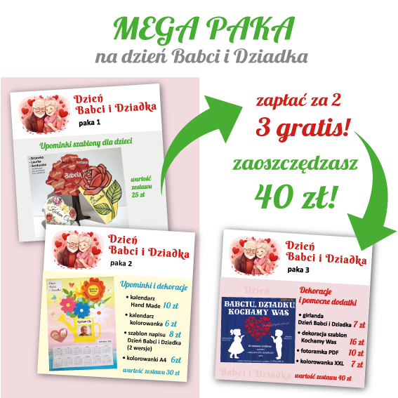 dzień babci i dziadka szkoła przedszkole żłobek szablony dekoracje