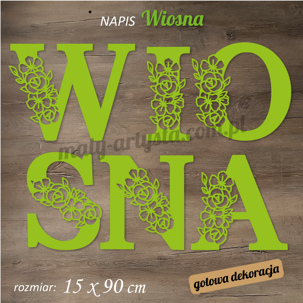 Napis Wiosna dekoracja kwiatowy napis na gazetkę tablicę szkoła przedszkole żłobek