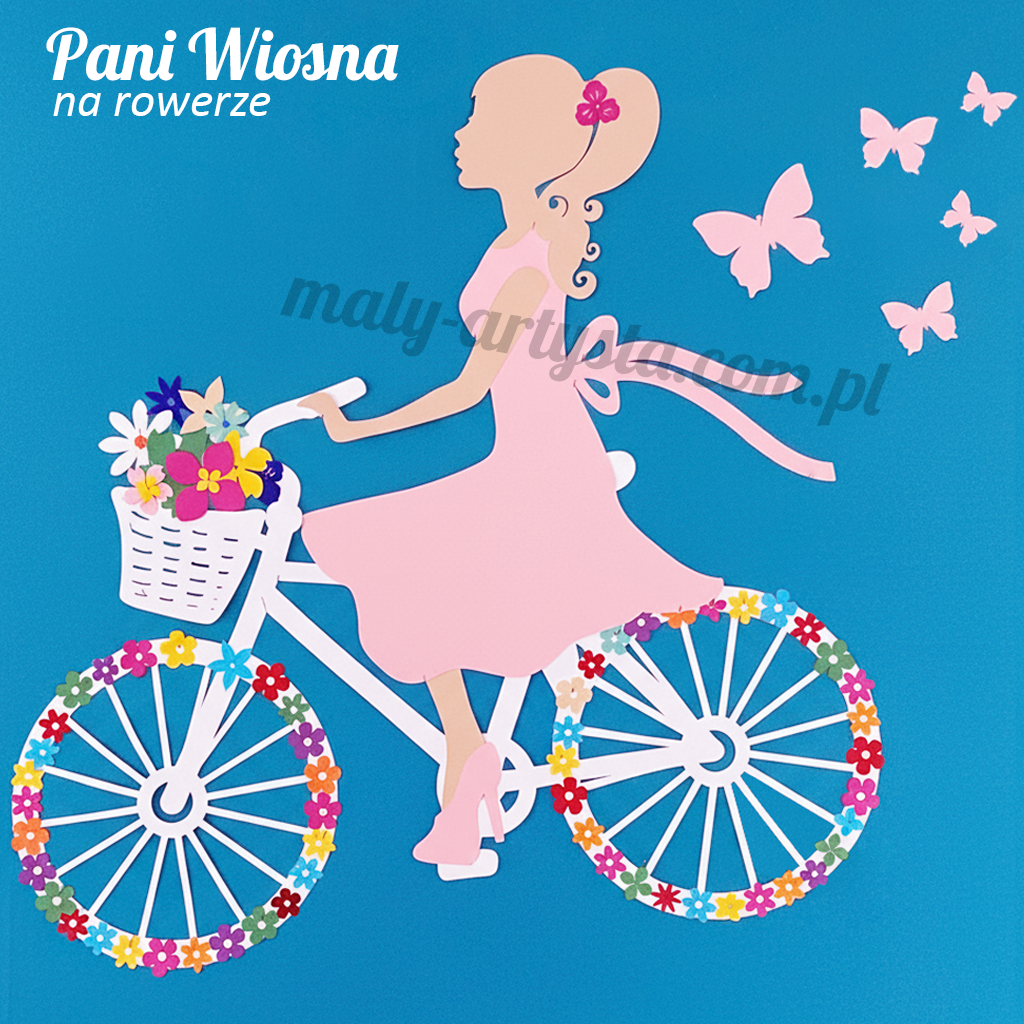 Pani Wiosna na rowerze dekoracja szkoła przedszkole żłobek wiosenna dekoracja