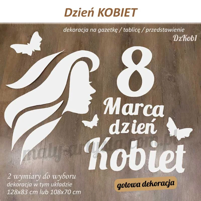 Dekoracja na Dzień Kobiet 8 marca do szkoły, przedszkola – kobiecy profil z napisem