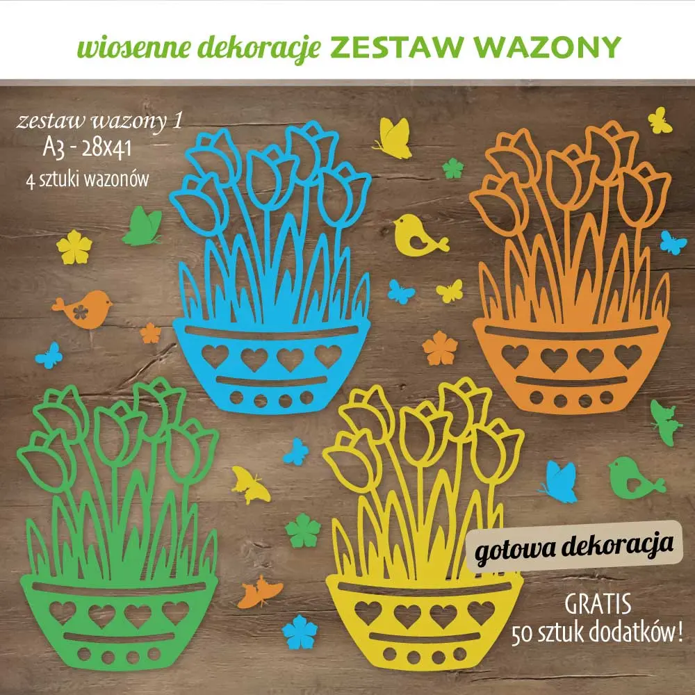 Wiosenne dekoracje do szkoły i przedszkola – wazony z tulipanami z brystolu