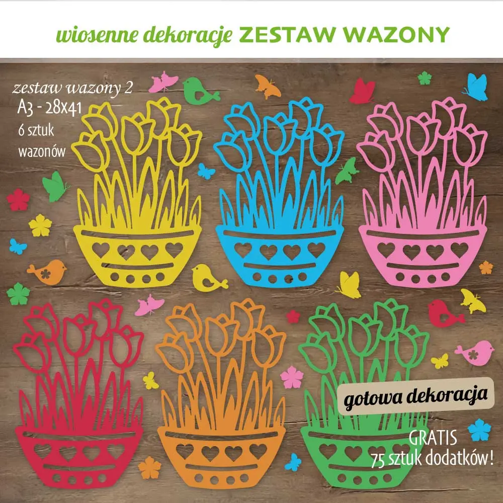 Wiosenne dekoracje do szkoły i przedszkola – wazony z tulipanami z brystolu