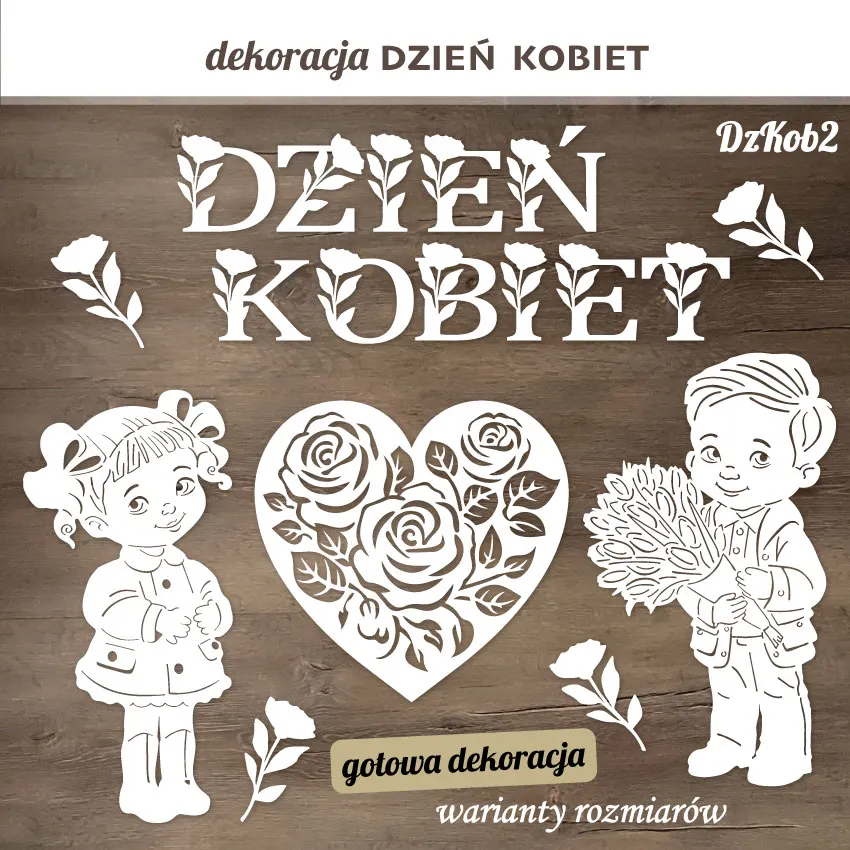 Dekoracja na Dzień Kobiet 8 marca do szkoły, przedszkola – chłopiec wręczający kwiaty