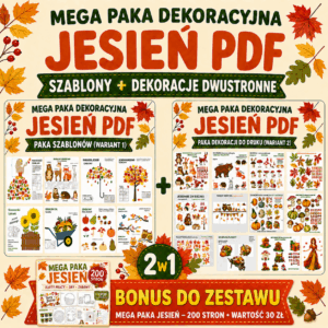 Mega Paka Dekoracyjna Jesień PDF – szablony i dekoracje dwustronne do druku